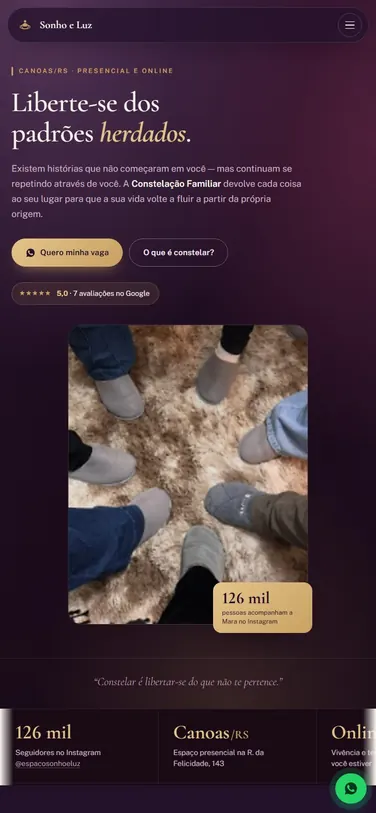 Espa&ccedil;o Sonho e Luz no celular